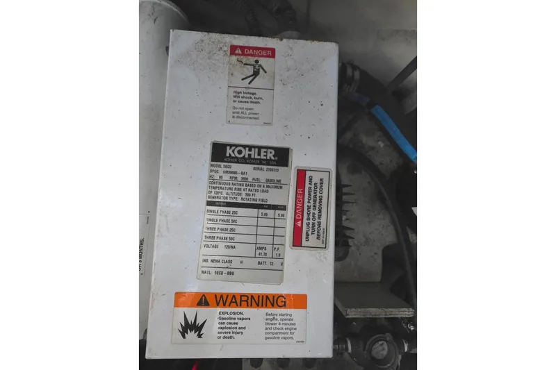  Yacht Photos Pics Kohler generator warning labels on a 2007 Sea Ray 340 Sundancer boat.