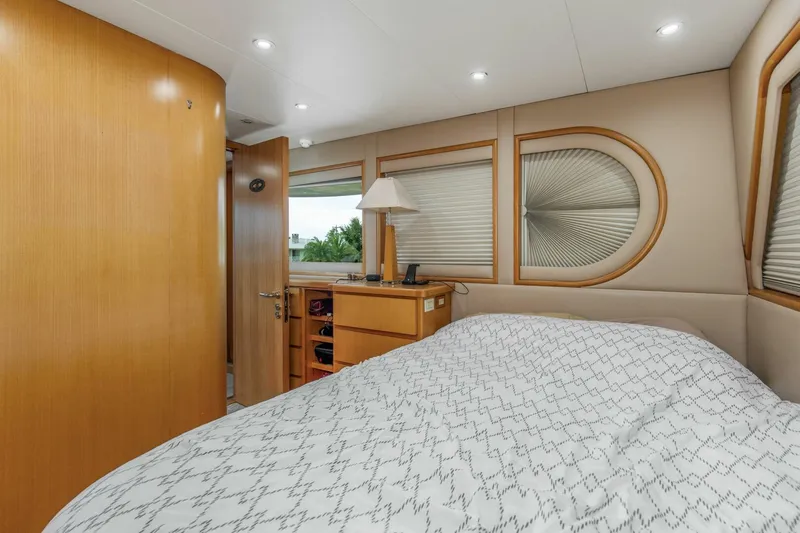 Boss Yacht Photos Pics Luxurious bedroom interior of 1989 Feadship 116 Sport Fisher yacht.