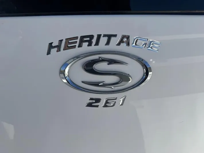  Yacht Photos Pics 2025 Sportsman Heritage 26 logo on white surface, featuring "Heritage 261" text.