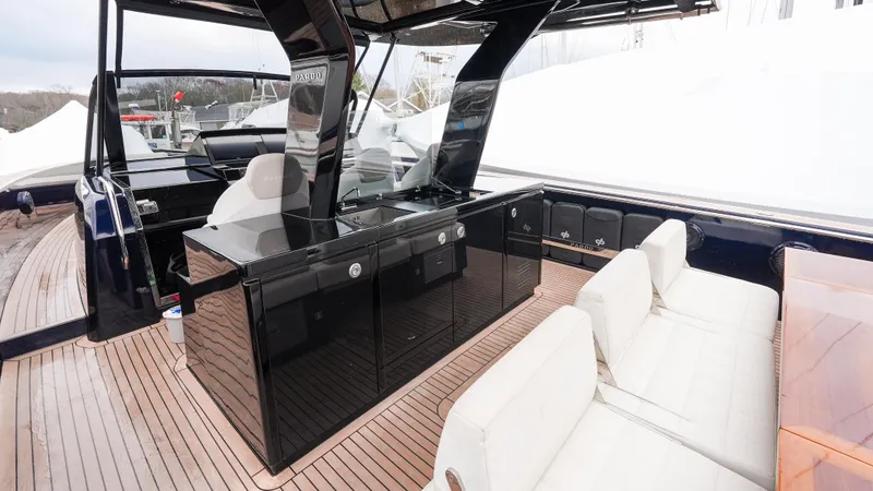  Yacht Photos Pics 2021 Pardo Yachts P43 interior with sleek design and comfortable seating.