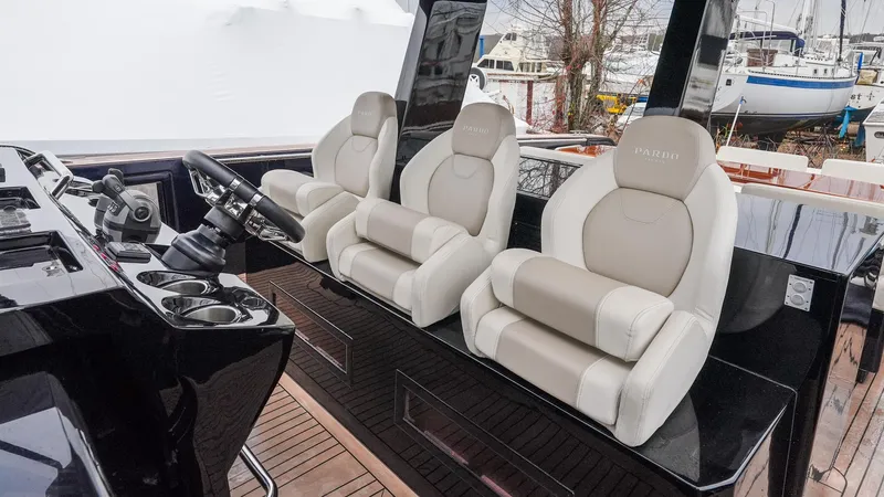  Yacht Photos Pics Luxurious seating on 2021 Pardo Yachts P43, featuring sleek design and premium materials.