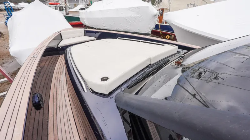  Yacht Photos Pics 2021 Pardo Yachts P43 deck with sleek design and luxurious seating area.