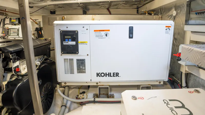  Yacht Photos Pics Engine room of 2021 Pardo Yachts P43 featuring a Kohler generator.