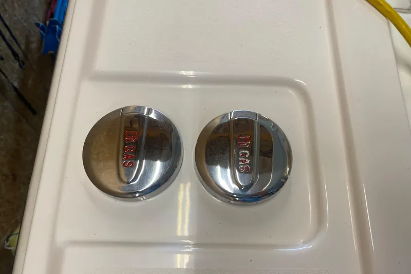  Yacht Photos Pics Chrome gas caps on 2022 Front Runner 39 CC boat.