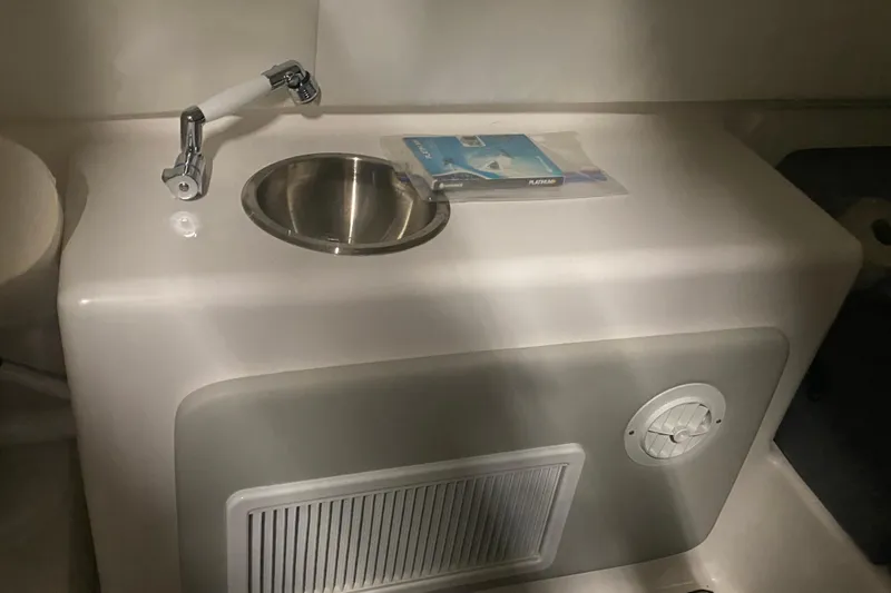  Yacht Photos Pics 2022 Front Runner 39 CC boat interior with sink and faucet.