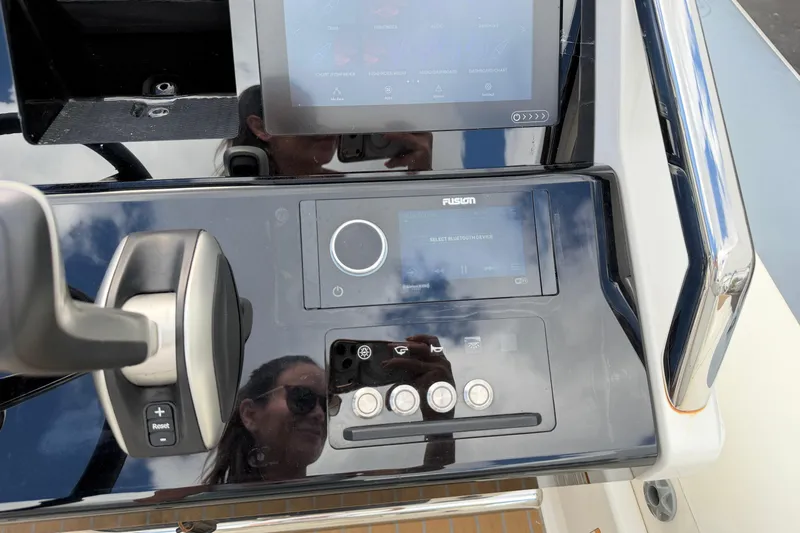  Yacht Photos Pics Control panel of 2023 Williams Jet Tenders Dieseljet 625 with touchscreen and audio system.