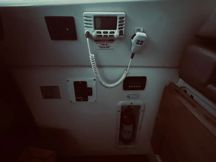  Yacht Photos Pics Control panel of 2009 Azimut Atlantis 50 yacht with communication equipment.