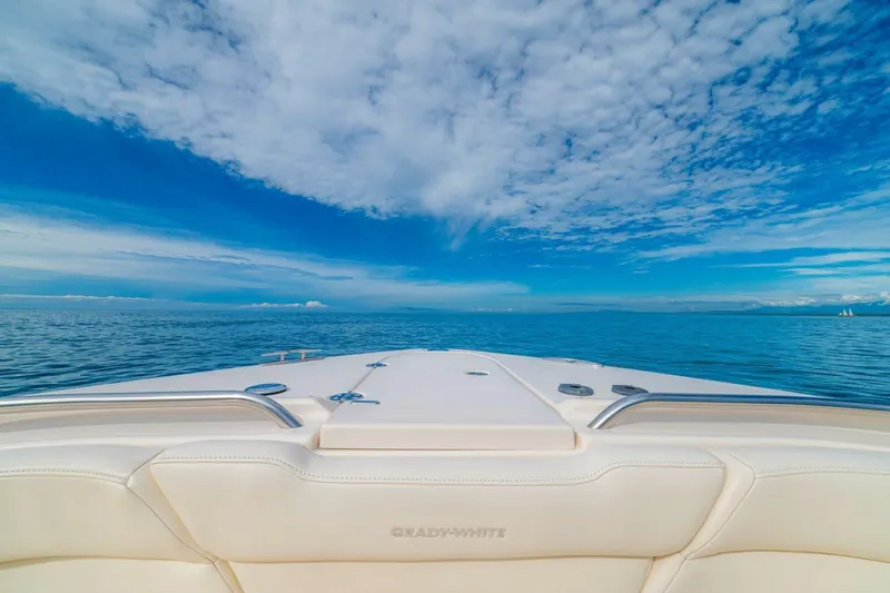 Dos Amigos Yacht Photos Pics 2020 Grady-White Freedom 375 boat on open sea under blue sky.
