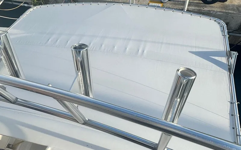  Yacht Photos Pics Ocean Yachts 48, 2000 model, featuring a sleek deck with stainless steel railings.