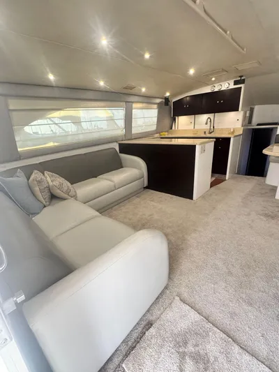  Yacht Photos Pics Interior of 2000 Ocean Yachts 48, featuring modern kitchen and comfortable seating area.