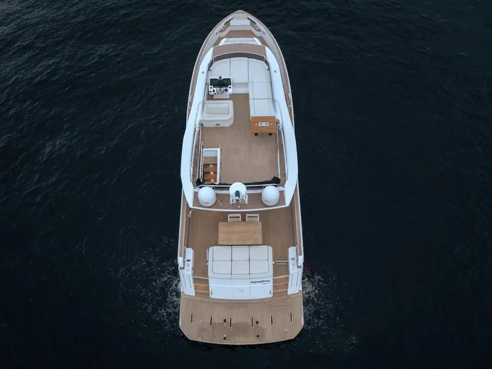  Yacht Photos Pics 2022 Pardo Yachts E60 luxury yacht on open water, aerial view.