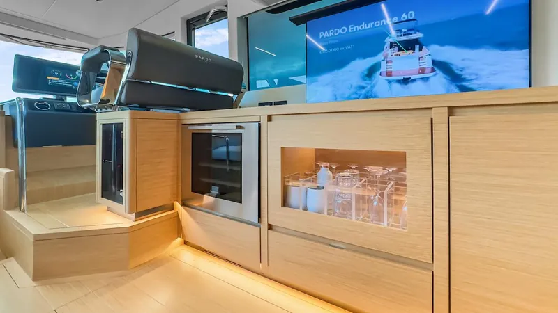 Yacht Photos Pics Luxurious interior of 2022 Pardo Yachts E60 with modern kitchen amenities.