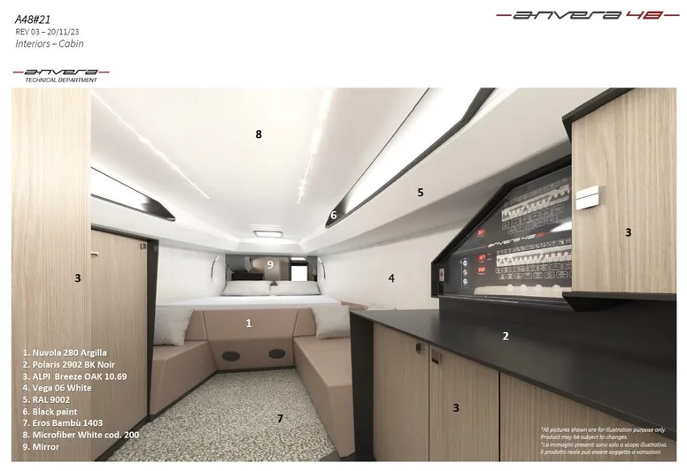  Yacht Photos Pics Luxurious interior of 2025 Anvera 48S yacht, featuring modern design and premium materials.