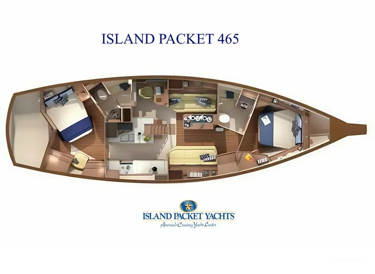  Yacht Photos Pics Floor plan of 2008 Island Packet 465 yacht, showcasing interior layout and design.