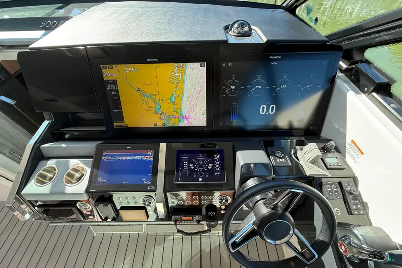  Yacht Photos Pics 2022 Formula 500 Super Sport Crossover dashboard with advanced navigation and control systems.
