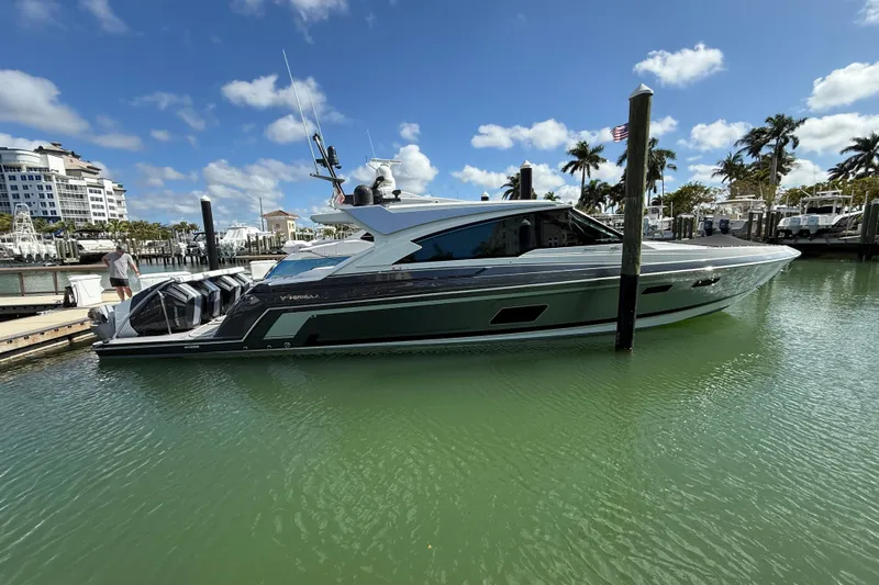 Yacht Photos Pics 2022 Formula 500 Super Sport Crossover yacht docked in a sunny marina.