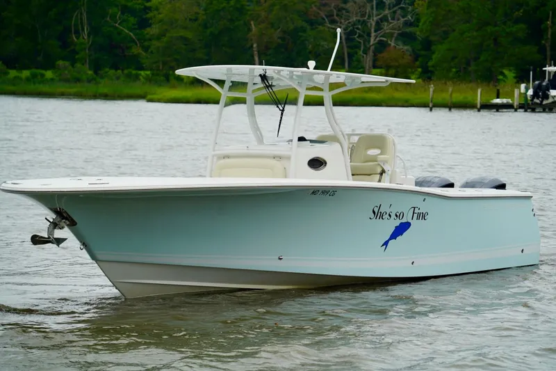  Yacht Photos Pics 2015 Southport 29 FE boat named "She's so Fine" on a calm river.