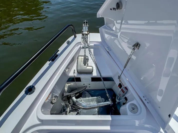  Yacht Photos Pics Anchor compartment of 2025 Axopar 37 Sun Top BRABUS Trim boat.