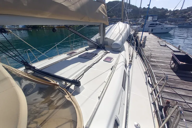 We Reach Yacht Photos Pics Sailboat Dufour 425 Grand Large 2011 docked at marina, sunny day.