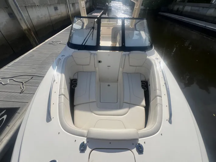  Yacht Photos Pics 2025 Scout 277 Dorado boat interior with spacious seating and sleek design.