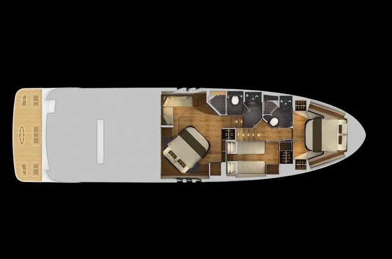 Kings' Ransom Yacht Photos Pics Manufacturer Provided Image: 2017 Sea Ray L590 Fly yacht interior layout with bedrooms, bathrooms, and living area.