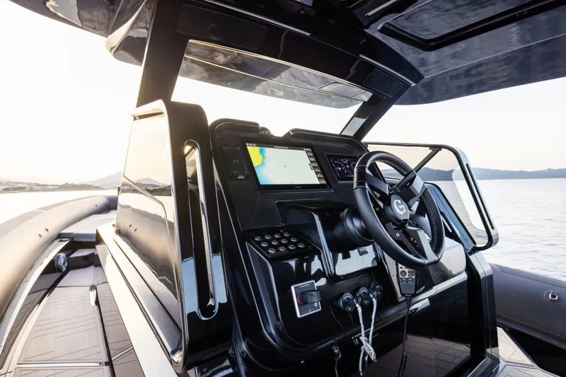  Yacht Photos Pics 2026 G-Tender DIECI4 boat cockpit with modern steering and navigation system.