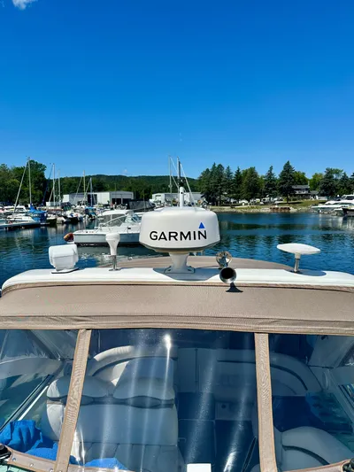  Yacht Photos Pics 2005 Doral Boca Grande boat with Garmin equipment docked at a marina.