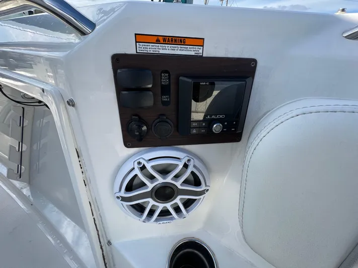  Yacht Photos Pics Control panel and speaker on 2022 Pursuit S 358 boat.
