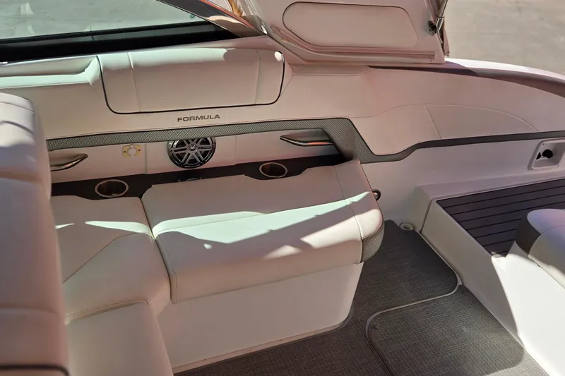 Famous Sport Boat Vibe Yacht Photos Pics 2016 Formula 330 Crossover Bowrider interior with luxurious seating and modern design.