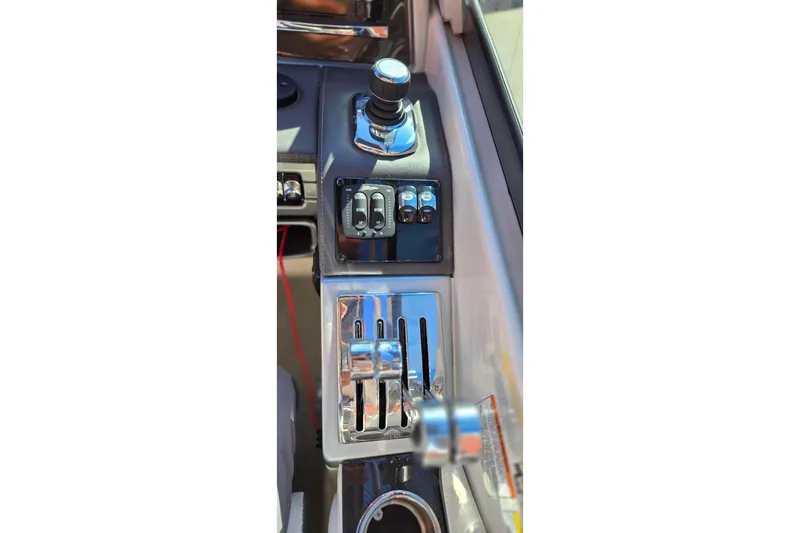 Famous Sport Boat Vibe Yacht Photos Pics Control panel of 2016 Formula 330 Crossover Bowrider with joystick and switches.