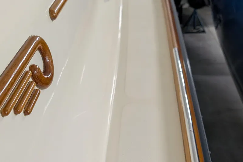 Lady K Yacht Photos Pics 2005 Hinckley Picnic Boat 36 Classic EP, detailed woodwork and sleek design.