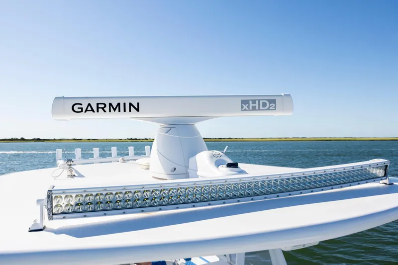  Yacht Photos Pics 2022 Blackwater 36 Sport boat with Garmin xHD2 radar on open water.