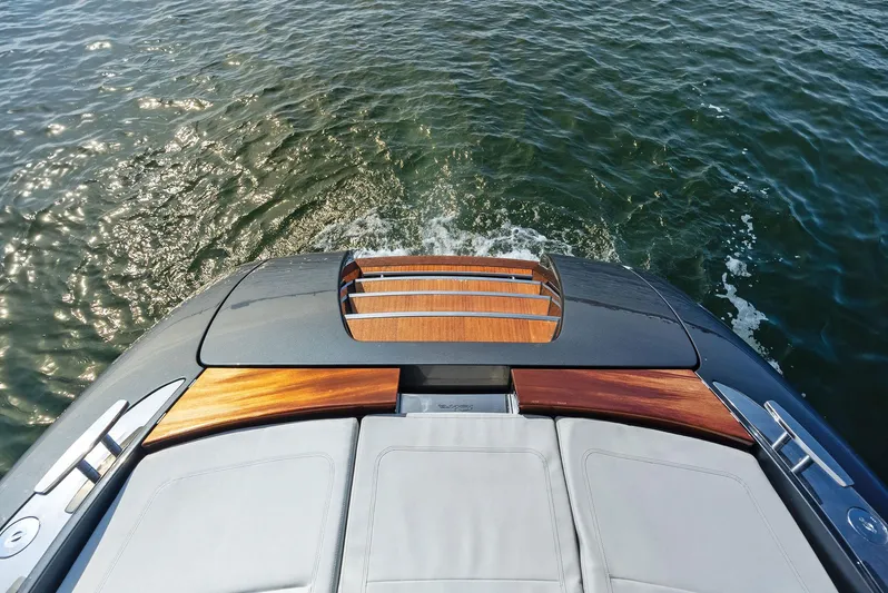 La Ruta Yacht Photos Pics 2017 Riva Rivamare luxury yacht stern on water.