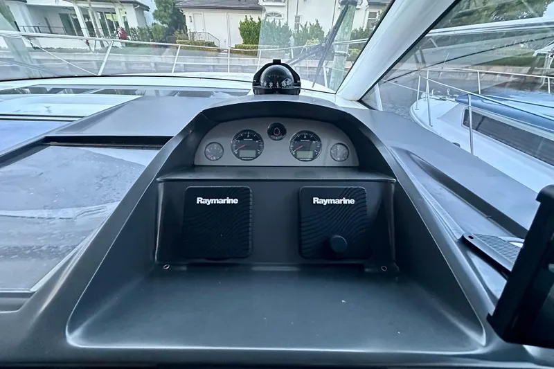 Bejul Yacht Photos Pics Control panel of a 2021 Princess V40 yacht with Raymarine equipment.