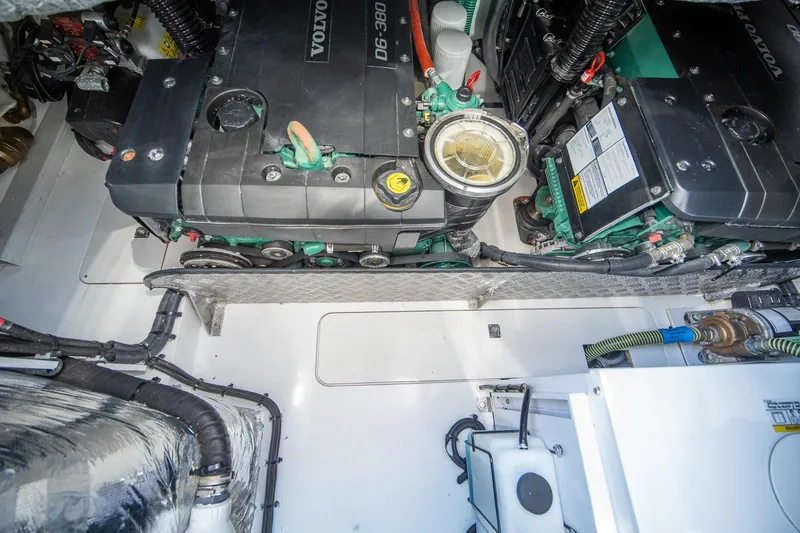 Bejul Yacht Photos Pics Engine room of a 2021 Princess V40 yacht with Volvo Penta engines.