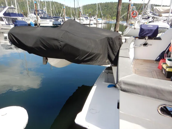  Yacht Photos Pics 1990 Ocean Alexander 440 Sundeck CPMY docked, covered equipment, marina background.