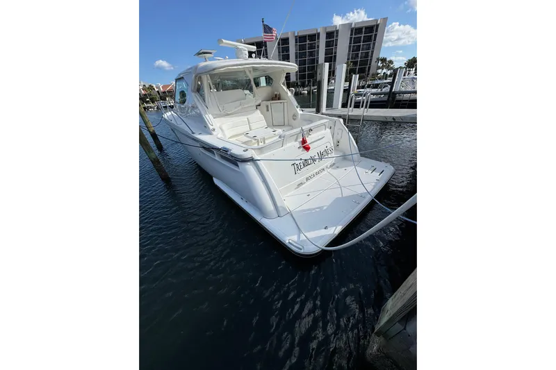  Yacht Photos Pics 2007 Tiara 43 yacht docked in marina, featuring sleek design and spacious deck.