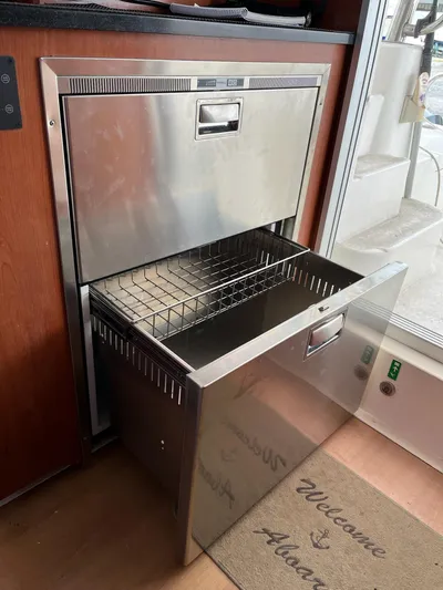 Ikati Yacht Photos Pics Stainless steel drawer dishwasher on Leopard 39 yacht, 2011 model.