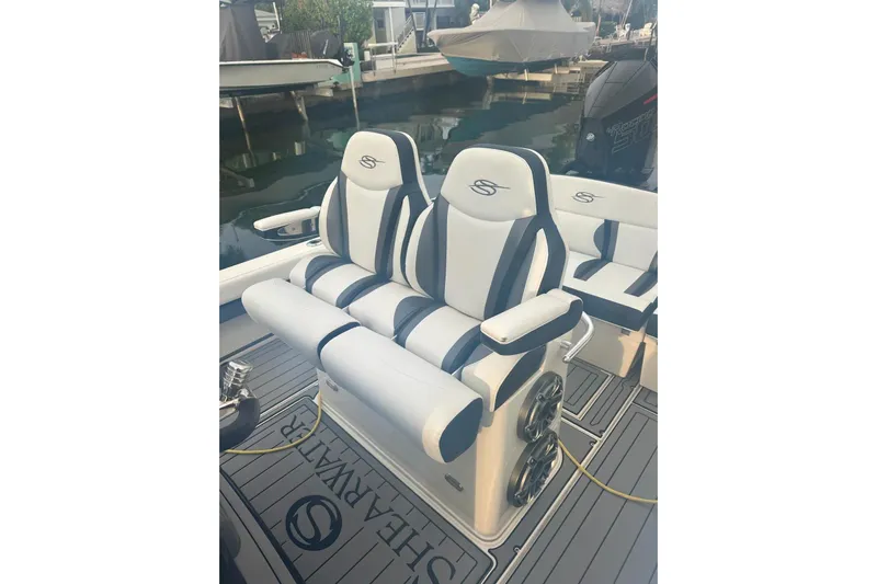  Yacht Photos Pics 2021 ShearWater 270 Carolina Flare boat interior with stylish seating and modern design.