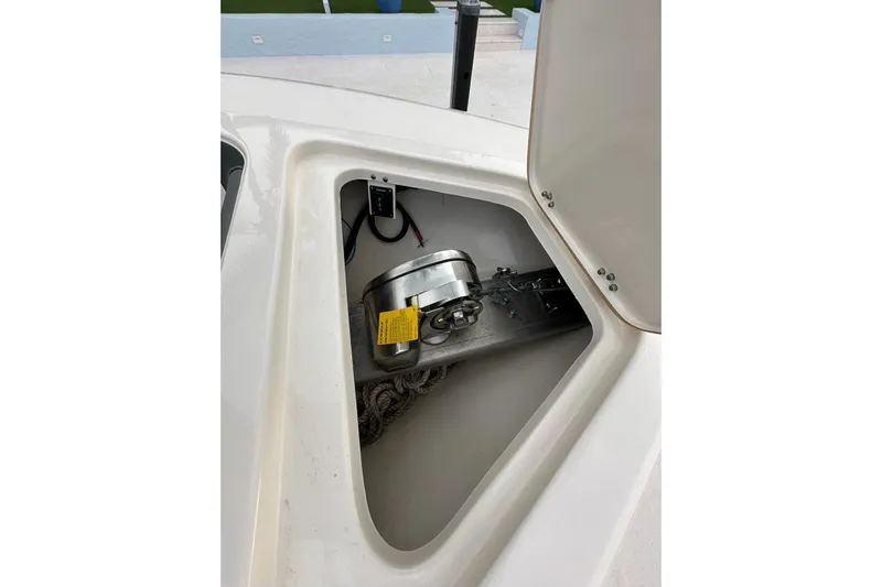  Yacht Photos Pics Anchor storage compartment on 2021 ShearWater 270 Carolina Flare boat.