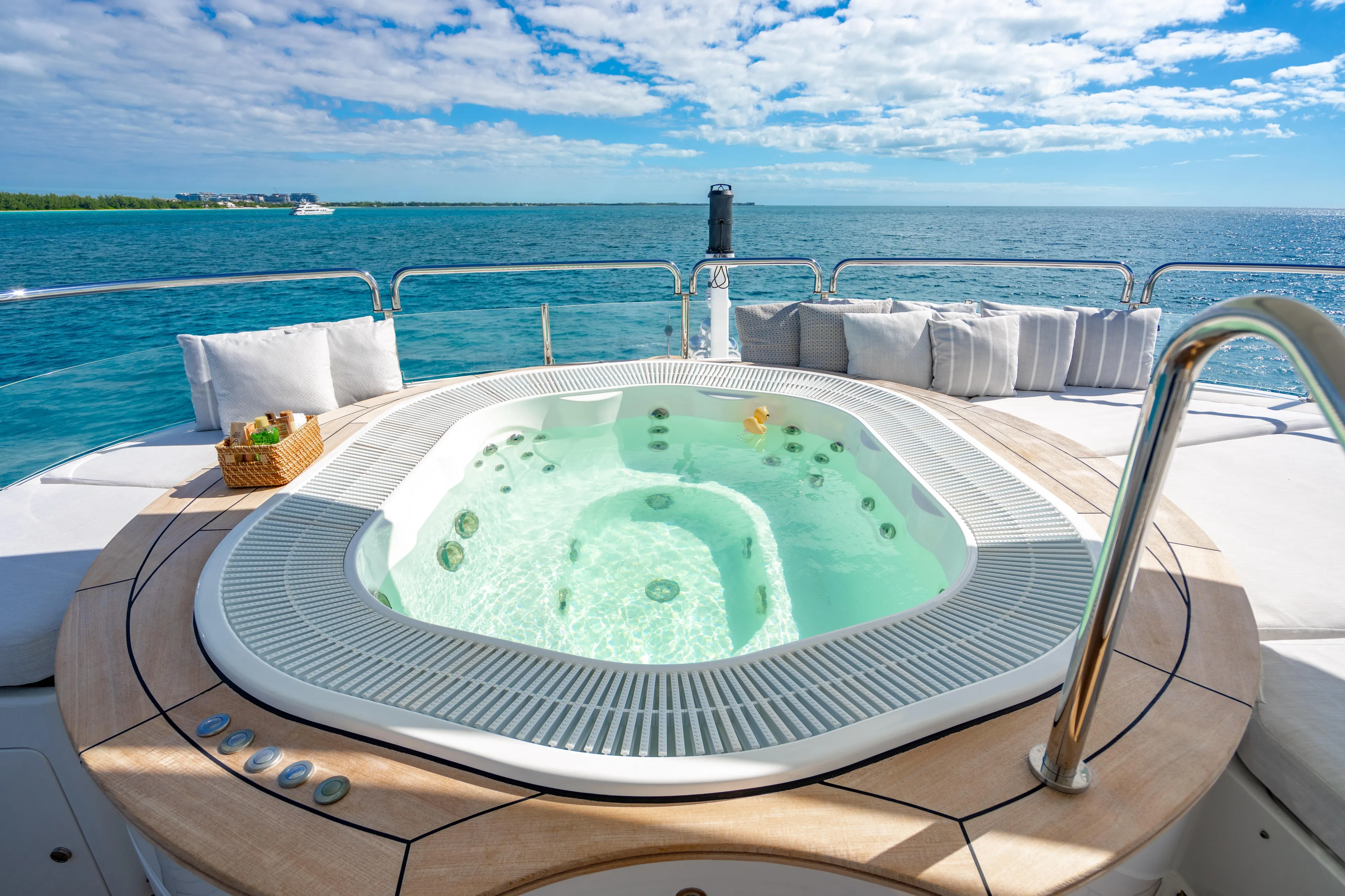 Allora Yacht Photos Pics Luxurious Benetti Classic 121 yacht with jacuzzi, ocean view, and plush seating, 2011 model.