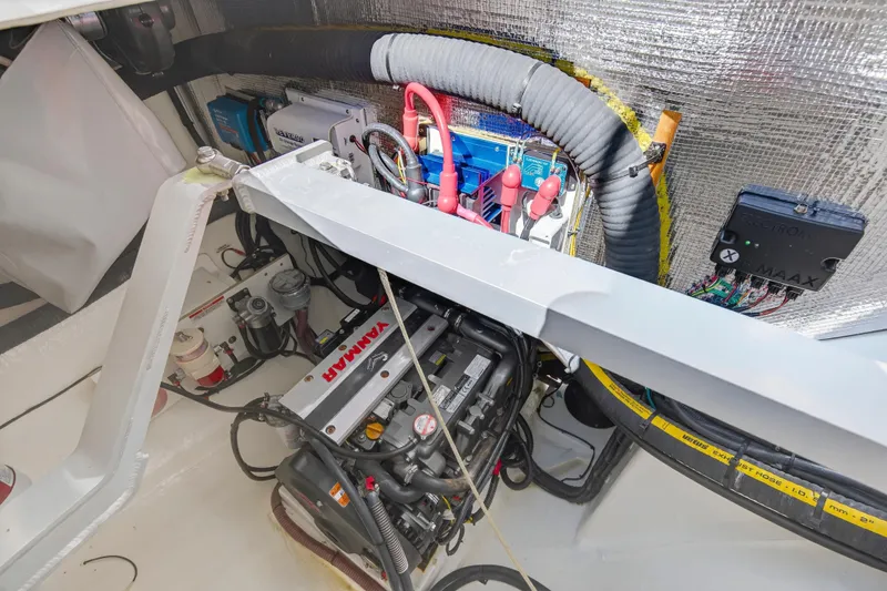  Yacht Photos Pics Engine room of 2021 Leopard 50 yacht with Yanmar engine and electrical components.