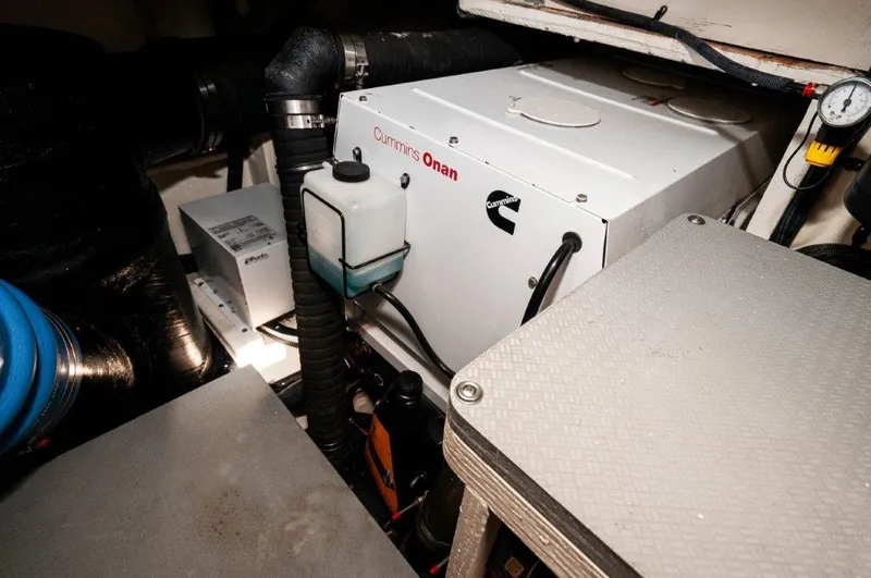 Lady Gail Yacht Photos Pics Engine room of 2018 Sea Ray L550 FLYBRIDGE with Cummins Onan generator.