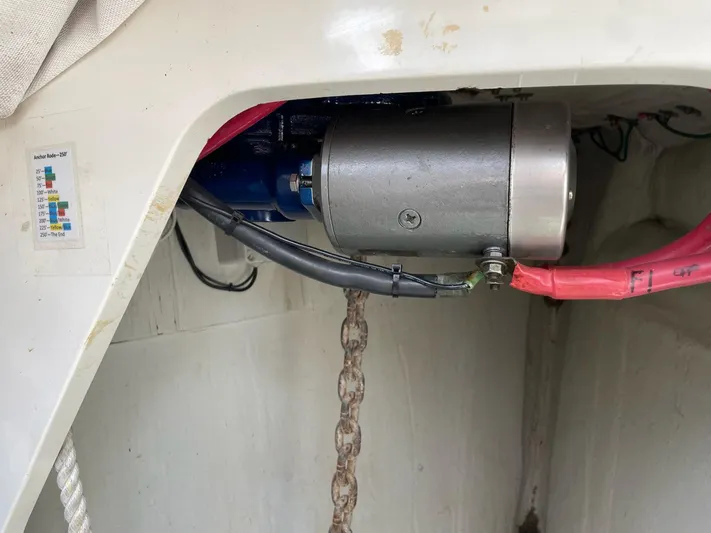 Condor Yacht Photos Pics Anchor chain and motor mechanism on a 1996 J Boats J/160 yacht.