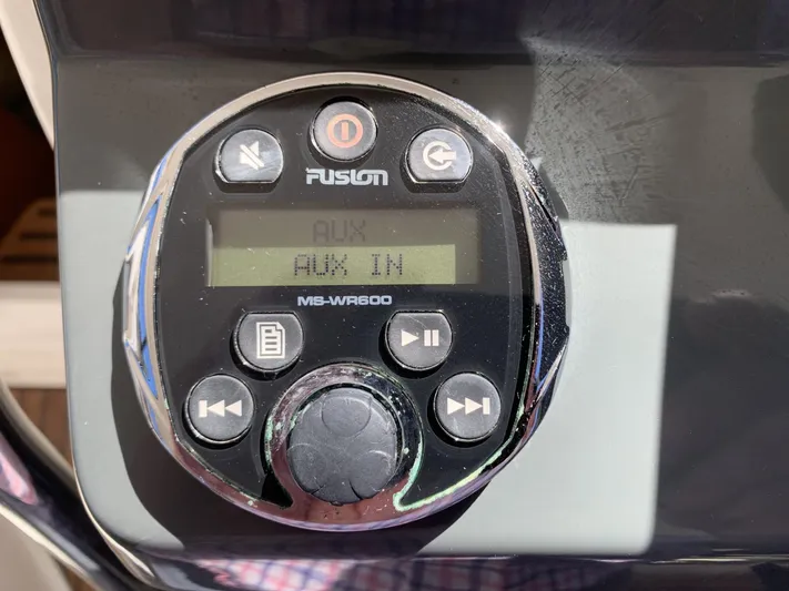  Yacht Photos Pics Fusion MS-WR600 audio control panel on Bavaria S36 Coupe, 2015 model.