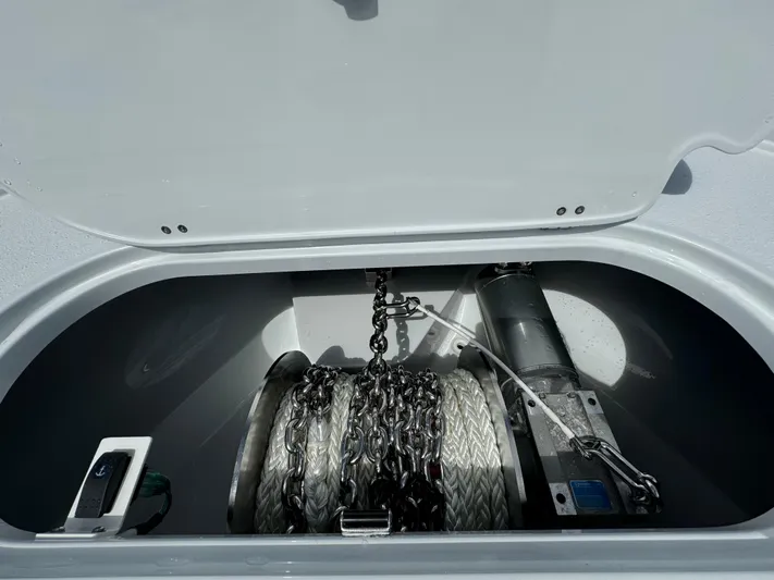  Yacht Photos Pics Anchor storage compartment of 2024 Yellowfin 39 boat.