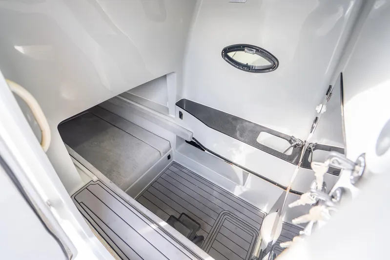 Four Reels Yacht Photos Pics Interior cabin of 2021 Contender 44 CB boat, featuring sleek design and modern amenities.