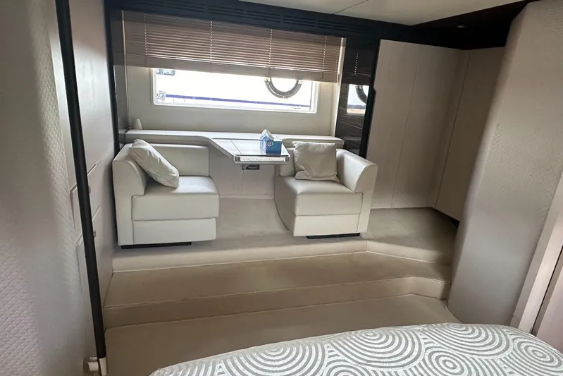  Yacht Photos Pics Luxurious interior of 2018 Azimut 66 yacht with elegant seating and modern decor.