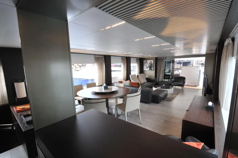  Yacht Photos Pics Luxurious interior of 2017 Ferretti Yachts 850, featuring modern furnishings and elegant design.