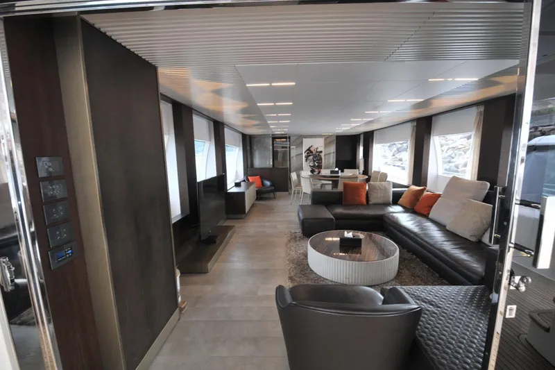  Yacht Photos Pics Luxurious interior of 2017 Ferretti Yachts 850 with modern furnishings and elegant design.